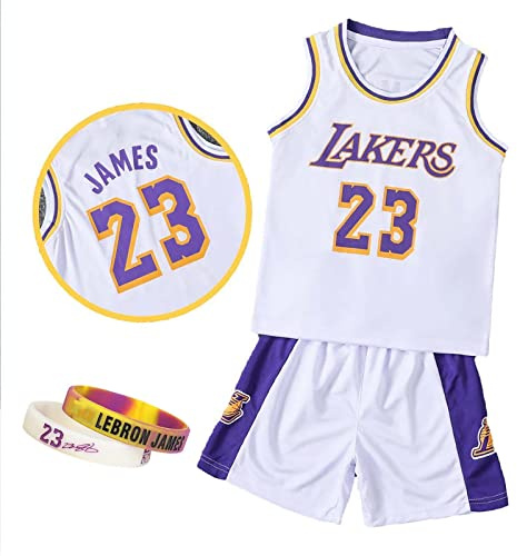 CLZWFZ La k er s Basketball Trikot Kit Kinder # 23 Fans Trikot Jungen Sweatshirt Ärmellose Jungen Basketball Weste Tops und Sport Shorts Set Trainingsanzug