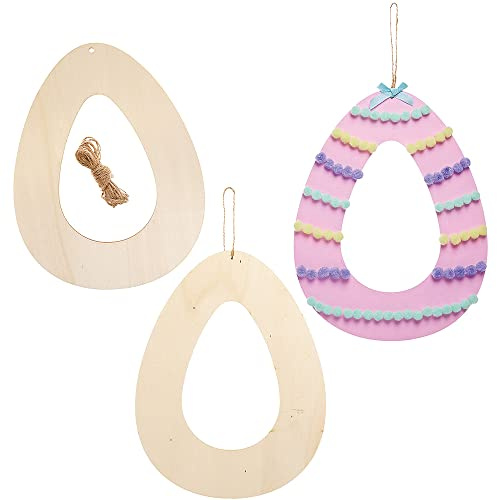 Baker Ross FX494 Couronnes d'oeufs de Pâques en bois – Lot de 6, Décorations de Pâques à faire soi-même.