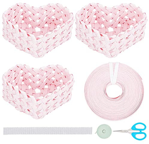 ORIGACH 3 Set Herzform Gewebte Korb Herstellung Kit Personalisierte Papier Rattan Korb Herstellung Kit für Kunst und Handwerk Projekte und Korb Aktivitäten