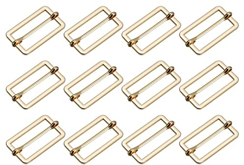 sourcing map Metall Gürtelschnalle 30x15x2mm, 12 Pcs Gold Leiterschnalle Zinklegierung Schiebeschnalle Taschenzubehör zum Nähen für Handtaschen, Geldbeutel, Rucksack Reparatur