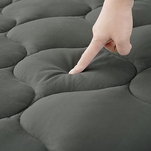 DUANDUAN Matratzen Topper 140x200cm,weicher Topper, Matratzenauflage mit tiefen Taschen,Maschinenwaschbarer Matratzenschoner,Dunkelgrau