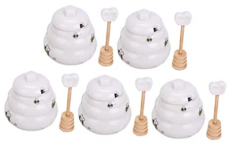 5PCS Mini frascos de Recipiente de Salsa de Miel Mini Traje de Abeja de Mermelada Mini Regalos en Miniatura de Miel Botellas de Tarro de cerámica favores de Boda de Miel Botella de Miel Tarro de Miel