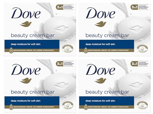 Dove 3 in 1 crema di bellezza originale deterge, idrata e nutre Sapone da bagno senza solfati per una pelle morbida e liscia, adatta per l'uso quotidiano, 4 x 90 g