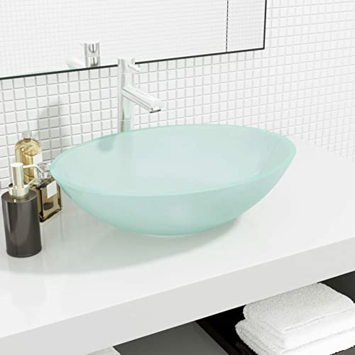 Camerina Waschbecken Glas 50x37x14 cm Matt Waschtischplatte Waschbecken Badezimmer