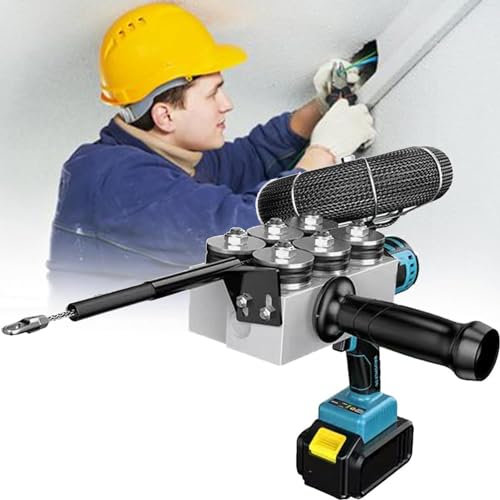 Qiang Filettatrice per Tubi Nascosta Filo di Trazione per Elettricista, Filettatrice Automatica Filo Scuro Filettatrice per Strumenti di Trazione per Filo Elettrico con Luci a LED,2*Battery