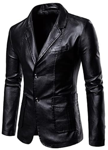 Veste homme simili cuir manteau boutons vintage décontracté garçon années 70 80 90 couleur noire taille 3XL style habillement