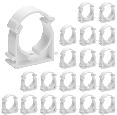 Changyeah 20 colliers de serrage pour tuyau,Clips de Tuyau en Plastique,Blanc,En plastique Collier de serrage en plastique,Diamètre unique,Pour piscine, machine à laver et jardin