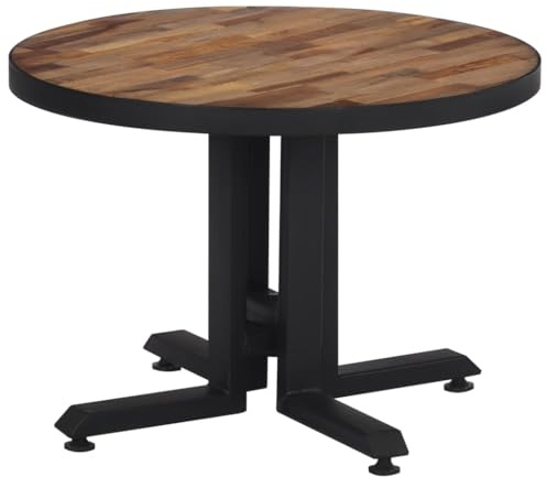 vidaXL Couchtisch, Beistelltisch mit Eisengestell, Sofatisch Tisch für Wohnzimmer, Kaffeetisch Teetisch, Recyceltes Massivholz Teak