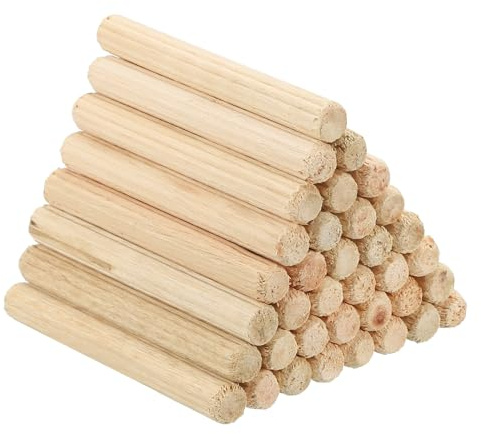 PATIKIL 60pz Chiodi in Legno per Dado 1/4x2 Aste Legno Scanalato | con Scanalatura Diritta Perno Centraggio, per Progetti Artigianato Artistico Porte Mobili