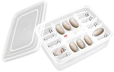 Poupangke Brutkasten für Reptilien-Eier, Brut-Eierablagen für Reptilien,16 Gitter Transparente Reptilien-Eier-Inkubatorschale | Inkubationsbox für die Entwicklung von Reptilieneiern, Brutkasten,