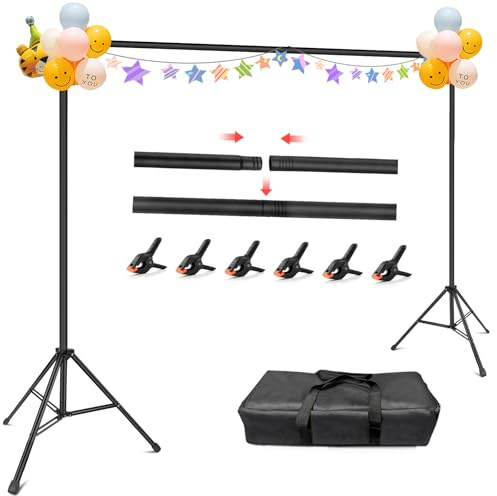 Fotobakgrundsstativ, 3 x 2 m slitstarkt bakgrundsstativ för fotografering, hemmotop justerbart bakgrundsstativ för fester, fotografi, fotobås, projektorskärm
