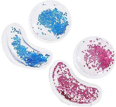 WOONEKY 4stücke Gel Kühlpads Für Augen Wiederverwendbar Kühlende Augenmaske Pailletten Gel Augenpads Kalte Eispacks Für Augenpflege