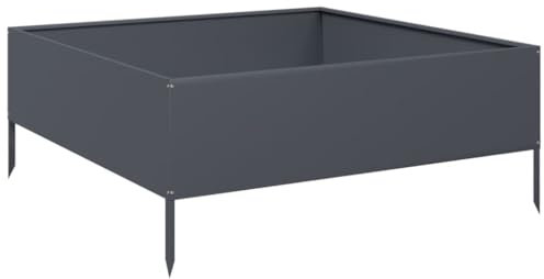 vidaXL Hochbeet, Pflanzbeet Pflanzkasten Offene Unterseite, Gemüsebeet Kräuterbeet Erhöhtes Design, Gartenbeet Blumenkasten Kompostbehälter, Anthrazit Stahl
