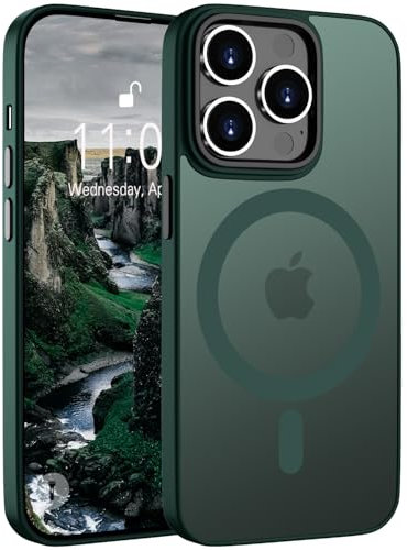 ORDA Magnetic Case for iPhone 15 Pro Case Compatible with MagSafe for iphone 15 Pro phone case Translucent Matte Back Slim Shockproof Phone Cover 6.1-Inch Dark Green