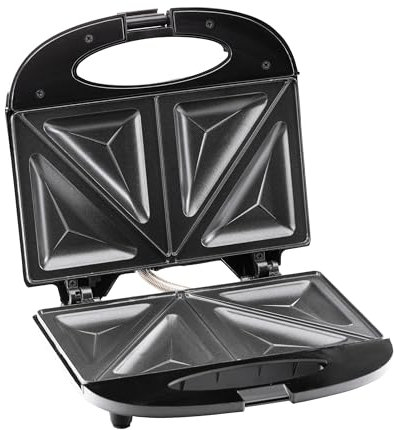 Iskra Sandwichmaker mit Antihaftbeschichtung, Sandwichtoaster klein mit Überhitzungsschutz 800W