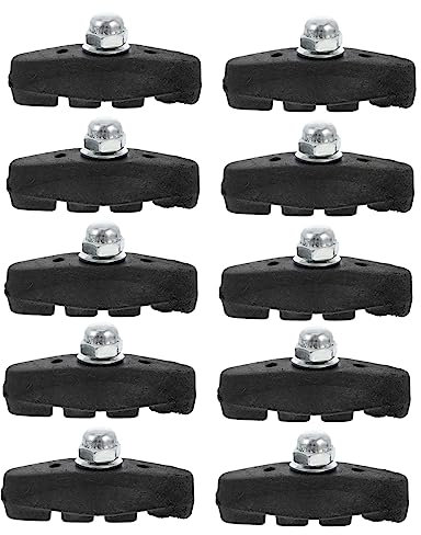 POPETPOP 10 Stück Fahrrad Bremsbeläge Universal Bremsschuhe Für Mountainbike Bremsgummi Mit Entwässerungsrillen Und Doppelverbundstruktur Für Sichere Bremsleistung