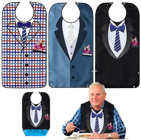 Lot De 3 Bavoir Adulte, Bavoir Pour Adulte, Bavoirs Adultes, Bavoirs Adultes Réutilisables, Protecteurs De Vêtements Lavables Pour Les Personnes Âgées