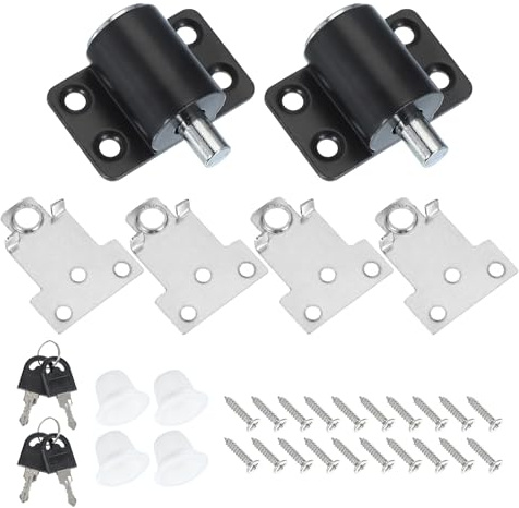 sourcing map Sliding Window Locks Push-in Window Security Lock with Keys, Sliding Door Keyed Locks for Up and Down Window, Horizontal Sliding Window Doors, Black 2 Set