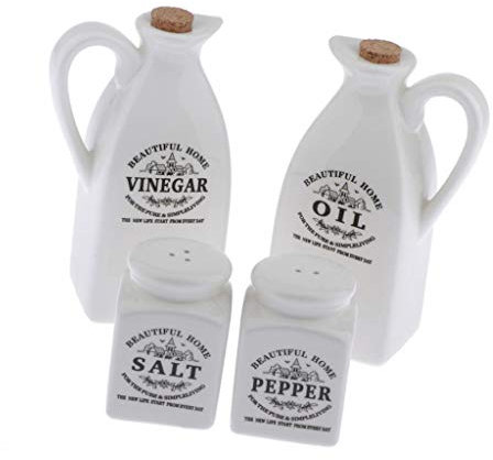 4-teiliges Keramik-Menage-Set für Öl, Essig, Salz, Pfeffer, Küchenhelfer, Gadget