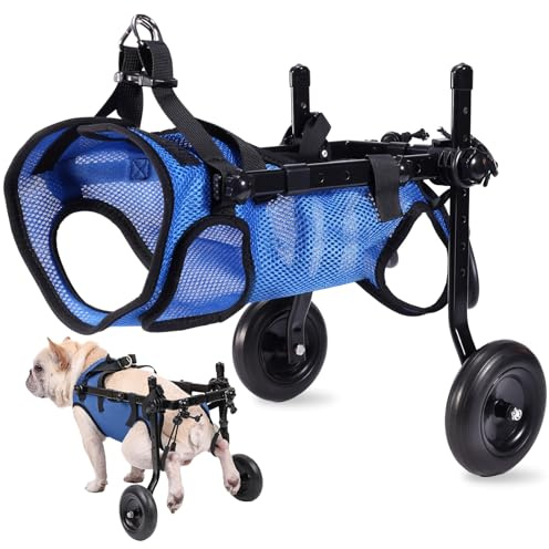 Hunderollstuhl für Hinterbeine, Unterstützt die Heilung, Hundewagen/Rollstuhl für Verletzte, Behinderte, Gelähmte oder an den Hinterbeinen Schwache Haustiere (Blau, M)