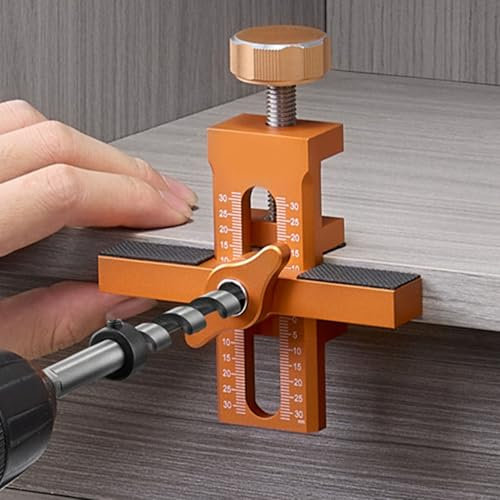 Cabinet Door Mounting Jig, Cabinet Door Installation Positioner, Aluminum Alloy Cabinet Hardware Jig with 6mm 8mm 10mm Auger Bits, Cabinet Door Positioning Tool Jig Locator