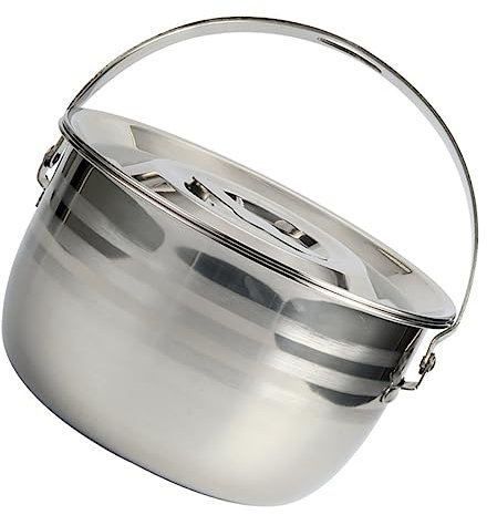 Happyyami Marmite à Soupe en Acier Inoxydable 2400ml Revêtement Antiadhésif et Poignée Ergonomique Cuisine Maison et Camping Extérieur Argenté