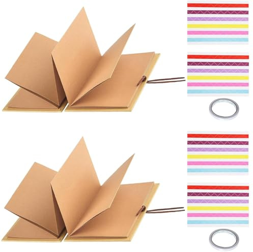ERBO 2 Stück Fotoalbum zum Selbstgestalten, Fotoalbum Klein Fotoalben | (17,5x11,5cm) DIY Scrapbook FotobuchKann als Abschluss Geschenk, Geburtstagsgeschenk, Hochzeitstagsgeschenk (Hellbraun)