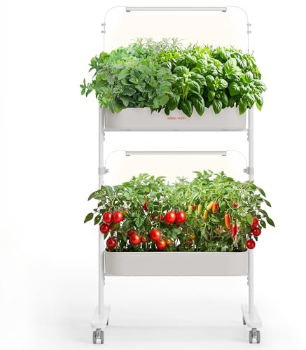SUNCOZE 2-Tier Hydroponics Growing System Kit with 24 Pods – Full Spectrum Grow Lights, Hydroponic System equipped with smart controller, Indoor Herb Garden Kit for Vegetables, Herbs, Fruits & Flowers