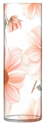 Florero grande de plástico de 11.8 pulgadas, transparente, estético, decorativo, para entrada, cocina, estantería, bonita dalia blanca