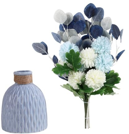 GLEAVI 1Ensemble Vase avec Bouquet Artificiels Décoration pour Maison et Événements Accessoire de Fleurs Simulées pour Ambiance Chaleureuse