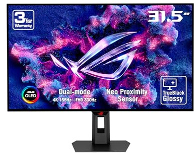 ASUS ROG Strix OLED XG32UCDS - Monitor Gaming de 32, QD-OLED 4K UHD, 165 Hz, 0,03 ms, disipador, Neo Proximity Sensor, Brillo Uniforme, G-Sync, 99% DCI-P3 y DisplayWidget Center