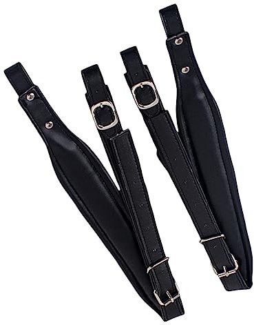 Schwarzer Bass Akkordeon Schultergurt aus Kunstleder, Verstellbar | 1 Paar, Metallbeschläge, für Auftritt und Übung, Leicht zu Verstauen und Mitzunehmen