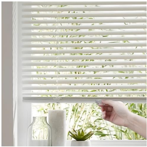 Cordless Aluminium Venetian Blinds, Made to Measure Venetian Blinds - Anti-UV, Waterproof, 25mm Slats, for Windows, Home, Office(White)