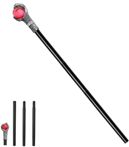 JazRvr Baguette magique d'Halloween - Canne gothique pour costume de vampire - Accessoire de sceptre de pharaon et costume de sorcière - 108 cm de long avec 4 pièces amovibles - Pour cosplay et fêtes
