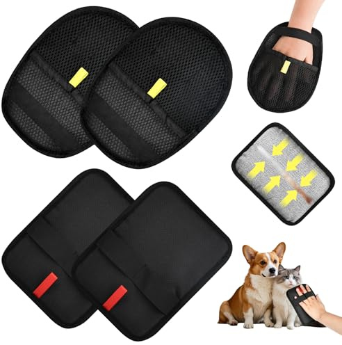 Trendecor 4 guantes quitapelos para mascotas, guantes para gatos, reutilizables, antiestáticos, sin dedos, para el cuidado del pelaje, guantes de cuidado del pelo de doble cara para gatos y perros