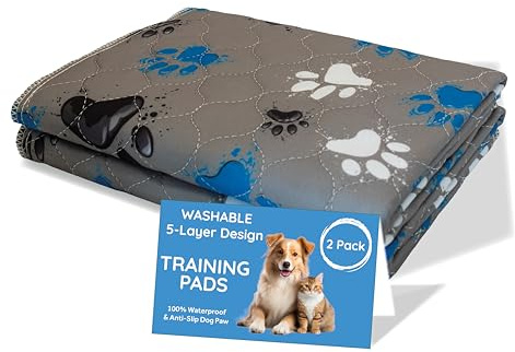 MAGNUS CREATIONS 5-Layer Washable Puppy Training Pads | Reusable Dog Pee Pads | Super Absorbent Waterproof Pet Mats for Home, Car & Travel | Medium & Large Dogs (2-Pack, 80 × 90 cm)