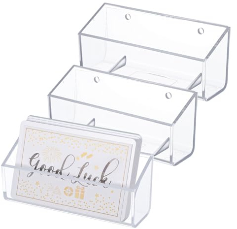 3 Stück Visitenkartenhalter Acryl Visitenkarten Etuis, Transparent Visitenkartenhalter Desktop Organizer Visitenkartenhüllen für Büro Zuhause Wandmontage oder Tischaufstellung Visitenkartentaschen