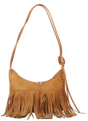 CORIOS Borsa a Mano con Frange da Donna Borsa a Spalla a Tracolla in Pelle Scamosciata Hippie Occidentale Borsa Messenger Ascellare Retro Elegante Tote per Lavoro Shopping Viaggio Marrone