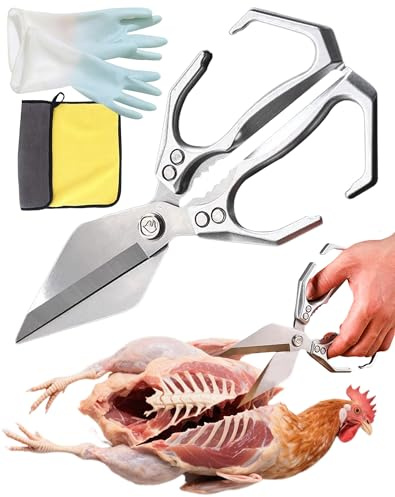 Multifunctional Heavy-Duty Kitchen Shears,100K Cut-Tested Sharp Stainless Steel,All-Purpose Poultry Scissors for Herbs Meat Seafood Nuts Packages DIY Garden(Silver)