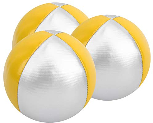ANGGREK 4 Stück Jonglierbälle Jonglierball-Set Wurfbälle aus PU-Leder Leicht und Tragbar für Anfänger Profis Erwachsene (gelb/Silber)
