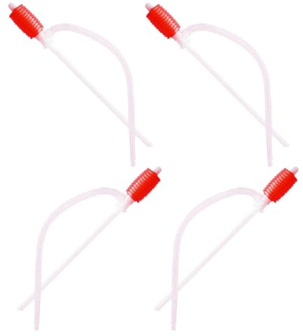 Mikinona Pompe de Transfert Manuelle Portable en Pp Rouge 4pcs pour Vidange Huile Moteur Siphon à Pression Liquide Pratique et Facile à Utiliser