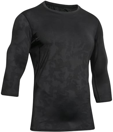 Mens Vintage Baseball Shirt Crewneck 3/4 Length Sleeve Tops Plain Casual Tee Lightweight Comfortable Active Tee Soft Breathable Running Sport Gym T Shirts Slim Fit Men Summer T-Shirt Black