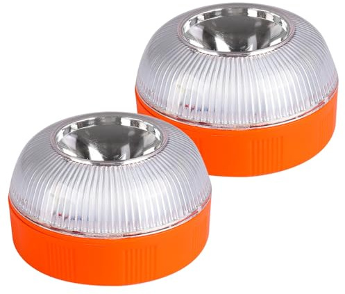 Balise lumineuse, 2 pièces, lumière stroboscopique rechargeable d'urgence à LED avec base magnétique pour voitures et motos