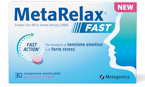 Metagenics MetaRelax Fast - Con GABA e folato - 30 Compresse | Formula ad azione rapida a base di GABA e folato attivo per favorire il benessere mentale nei periodi tensione emotiva.