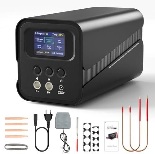 Soldadora por puntos,LCD en color, soldador por puntos portátil de doble pulso con diámetro máximo 0,1-0,4 mm, conmutación automática/de modo dual con pedal
