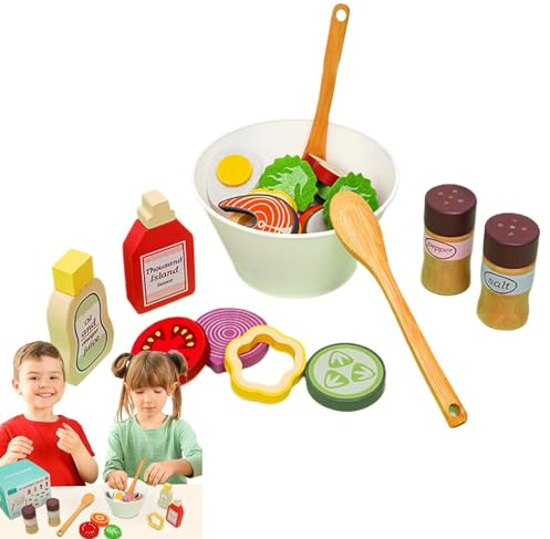 Sallad Lekmat - Träsalladsingredienser Leksak | Pedagogiskt slekset Med Frukt Och Grönsaker, Montessorimatset För Tidig Utbildning För Småbarn, Förskoleinlärning