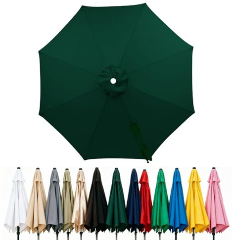 Fade Resistant Parasol Replacement Canopy for 6/8 Ribs, 2m 2.7m 3.0m 4m Garden Umbrella Cover, Waterproof UV30+ Patio Market Parasol Top (Fits Rib Length 112cm/148cm)(Dark green,(6Rib)215cm)