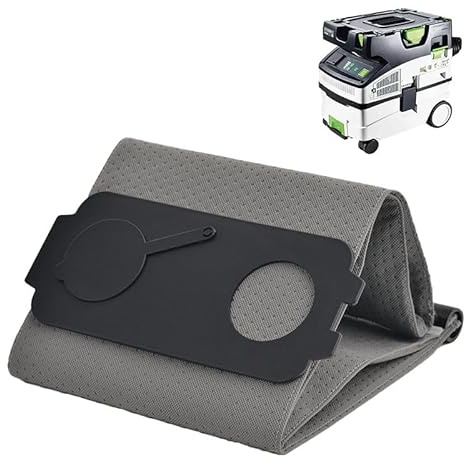 204309 Sac à poussière réutilisable pour aspirateur MIDI Longlife compatible avec les collecteurs de poussière Festool CT15 / CT MIDI/CT MIDI 1 / CT MINI/CT MINI 1 Sac à poussière plat de rechange