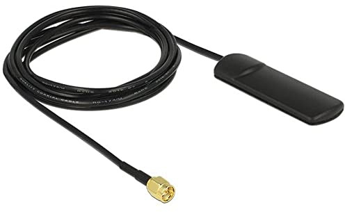 DELOCK GSM UMTS LTE WLAN 2,4 GHz Antenne SMA Stecker 2 dBi omnidirektional Klebemontage