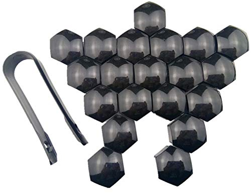 20 Pieces Car Wheel Nut Caps Protection Universal Tyre Hub Screw Bolt Nut 21mm Cap Covers with Removal Tool (Internal diameter 21mm -Black)